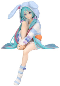 Character Vocal Series 01 Hatsune Miku Noodle Stopper Figure Rabbit Ear Hood Pajama Blue Color Version