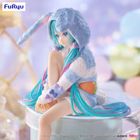 Character Vocal Series 01 Hatsune Miku Noodle Stopper Figure Rabbit Ear Hood Pajama Blue Color Version