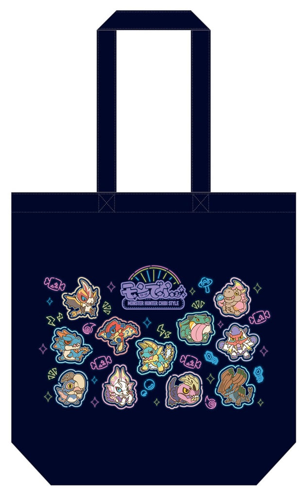 Monster Hunter Chibi Style Tote Bag Neon Themed